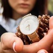 OBAKU 采耀時刻晶鑽時尚腕錶-香檳金色/34mm-V158LEGIMG