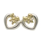 【DOKODEMO】蒂芬妮 (Tiffany & Co.) 心形RIBON耳環，925 純銀和 18K 黃金，約 3.0 克 [二手]