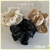 韓國東大門高檔緞面黑白波點大腸髮圈經典百搭丸子頭馬尾發繩髮飾 可開發票✅桔子生活館🍊臺北出貨🍊