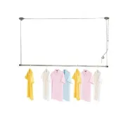 【Anasa安耐曬】拉勾式升降防風型曬衣架(單桿x2組-不含基本安裝) 