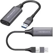 VC03 Type-C+USB二合一轉HDMI影像擷取卡(4K輸入/輸出輸入雙用/外接採集卡/Switch/PS5手機轉電腦)