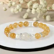 (店+)【米蘭精品】現貨+預購 水晶手鍊串珠手繩手珠平安擋煞防小人轉運淨化招財開運-黃兔毛水晶8mm金絲兔夢女飾品74kj9