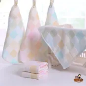 25*25cm 嬰幼兒柔軟舒適親膚雙層彩格紗布手帕口水巾洗臉巾 手帕新生兒洗澡小方巾 🍭ruiaike 嬰童館🍭