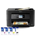 【EPSON】官方直營 搭1黑3彩墨水★WF-3821 商用WiFi四合一傳真複合印表機