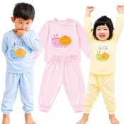 【Oluna 歐露娜】台灣製 純棉 哈哈熊 純棉薄長袖 套裝 幼童睡衣 冷氣房套裝 男童睡衣 女童睡衣 寶寶睡衣