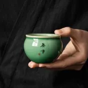 超低價特賣超陶瓷老梅子青寫字主人杯喝茶風水缸茶杯個人專用單杯私人定制茶盞詢價