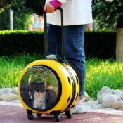 寵物背包 寵物外出包 寵物包包 拉桿包 寵物推車全場免運🔈貓咪外出拉桿箱透明寵物行李箱狗狗外出便攜包大容量太空艙貓包