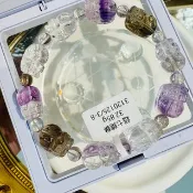 天然清透料彩超七貔貅14.5x10-15.3x10.5mm32.85g三輪骨幹水晶