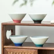 喜挖2店 茶杯主人杯斗笠杯品茗杯女士個人專用陶瓷功夫茶青瓷粉色青色單杯
