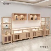 珠寶展示櫃中島櫃復古吊櫃壁櫃玻璃陳列櫃中式臺展櫃實木玉麥太保