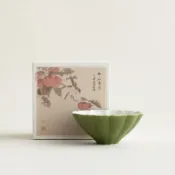 全球選品1館 生活百貨 新中式陶瓷小青柑橘綠灑金花口茶杯主人杯女傳統色禮盒裝送禮