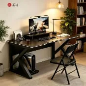 【匠俱】K型極穩電競電腦桌160*60cm(附螢幕加高架/雙橫梁耐重/碳纖維紋遊戲桌/辦公桌/書桌/電競桌)