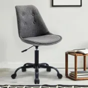 (店+)【E-home】Avery艾佛里可調式布面拉扣黑腳電腦椅 辦公椅 椅子 書桌椅 人體工學 美容椅