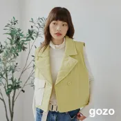 【gozo】配色大口袋鋪棉西裝領背心(淺黃/淺卡其_F) | 女裝 西裝領 百搭