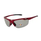 【SUNS】Polarized感光變色墨鏡 運動太陽眼鏡 頂規強化偏光鏡片 超輕量僅22g 抗UV400 紅框(防眩光/防撞擊)