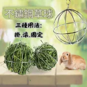 🌿 【寵禾選】三用不鏽鋼牧草球｜掛式餵食球 固定草球 小動物牧草籠 兔子天竺鼠龍貓適用