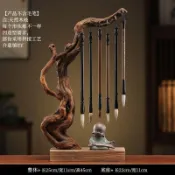 現+免運🔥中國風創意杜鵑根原木根雕毛筆架文房四寶辦公家用文玩筆架擺件