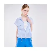【Le Polka】落肩輕盈抽繩襯衫-女