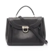 【DOKODEMO】【二手】 Salvatore Ferragamo Ferragamo Sofia Rainbow Gancini 手提包，黑色皮革，兩用單肩包，女士