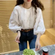 小紅莓復古小花上衣雙排扣娃娃衫襯衫