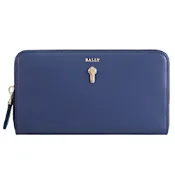 BALLY CROVENOR 品牌LOGO牛皮ㄇ字拉鍊長夾(深淵藍)
