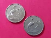南非錢幣 5分 硬幣 鎳 藍鶴 南非國鳥 南非國徽 South Africa  南非早期錢幣 1977 1988
