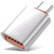 【Bill Case】GaN n Roses系列高階6A 120WUSB 3.0母轉Type C閃充OTG轉接頭  銀(快充頭優選配件 錦上添花)