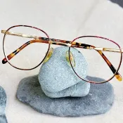 豔紅熱情碎點 方圓鏡框眼鏡 古董目著 18k/めがね japan /glasses