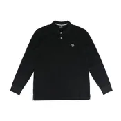 Paul Smith 經典刺繡彩色斑馬小LOGO棉質長袖POLO衫(男款/黑)