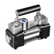 (店+)雙缸充氣泵-附維修及補胎工具電瓶夾 汽車用12V輪胎打氣泵  打氣機 附3種充氣嘴☆豪麥網☆