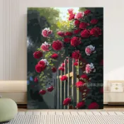薔薇花開裝飾畫 花卉仿油畫風景唯美治愈小眾高級臥室客廳掛畫 壁畫 墻壁裝飾 擺件 房間裝飾品 生日禮物 實木內框畫