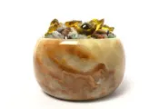 【台灣禮品館】紅龍玉-玉石聚寶盆(含水晶元寶)