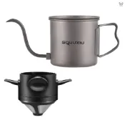 SOUUXIU標，鈦摺疊式多功能手衝咖啡壺帶蓋400ml（單壺+咖啡濾網）