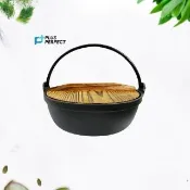 【PERFECT 理想】龍文堂鑄鐵鍋27CM附原木蓋(可用於IH爐及各式爐具)