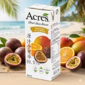 《大吃貨團購》現貨 Acres 柳橙百香果綜合果汁 200ml 好市多 團購 果汁飲品 柳橙汁 百香果汁 早餐 下午茶