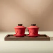 全球選品1館 生活百貨 仿古敬茶杯新婚紅色蓋碗茶杯茶具套裝閨蜜送新人用品