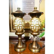 《大溪神桌 果真興佛具》(金色古錢燈)佛前燈、光明燈、神明燈、祖先燈，神桌用品  佛像訂做 佛桌佛聯 神衣神帽 宮廟百貨