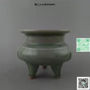 【店長推薦～免運】宋 龍泉窯三足香爐 仿古瓷器 古董古玩 舊貨收藏 家居擺  全手工