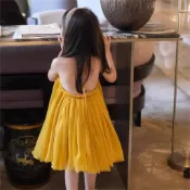 女童度假沙灘公主2025兒童露背新款連衣裙小女孩吊帶裙夏季洋氣潮韓國女童連衣裙 多款可選 洋裝女童 洋氣女孩背心裙 紗裙