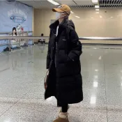 愛依依 中長款羽絨棉服 秋冬外套 保暖外套 風衣外套S-2XL韓版寬鬆棉衣加厚長款過膝連帽外套-11264.
