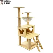 【卡斯拉 KASZRL】多尺寸實木貓爬架 雙太空艙劍麻抓柱多層貓窩別墅帶樓梯 吊球大肥貓多貓家庭專用貓樹