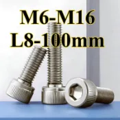 304不銹鋼細齒內六角螺絲杯頭螺栓圓柱頭M6/M8/M10/M12/M14/M16 L8-100mm【達明百貨】