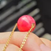 嗨，寶貝銀飾珠寶* 寶石飾品☆18k金 保證A貨 純天然巴西 蜜桃粉紅薔薇輝石寶石吊墜 送純銀項鍊 套鍊