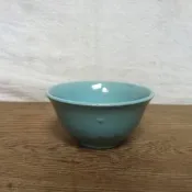 WH6244【四十八號老倉庫】全新 早期 台灣 藍釉 花瓣紋 碗 米糕碗 碗粿碗 飯碗 11*5.8cm 1碗價 完整