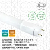 旭光 LED 20W T8-4FT 4呎 全電壓玻璃燈管-2入 4000K自然色(免換燈具直接取代T8傳統燈管)