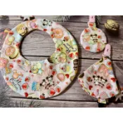 安妮手作🌸日本厚棉布 米奇米妮🍮甜點屋 圍兜 雙面圖案 / 奶嘴套 奶嘴防掉鏈 平安符袋