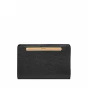 【FOSSIL】Liza 輕巧型真皮短夾-黑色X金飾片 SL7986G001