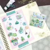 可愛水彩貼紙包【自己種! 多肉植物小盆栽】