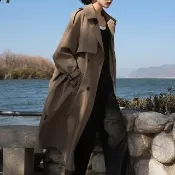 【巴黎精品】現貨出清 頂級法式風衣外套長版大衣外套寬鬆大碼百搭休閒女裝(高級感春秋女外套2色n1LL32)