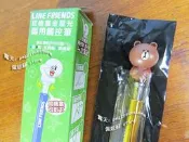 [佩姬蘇 7-11]金屬光BROWN熊大LINE Friends立體公仔耳機塞+觸控原子兩用筆觸控筆原子筆耳機塞賴貼圖